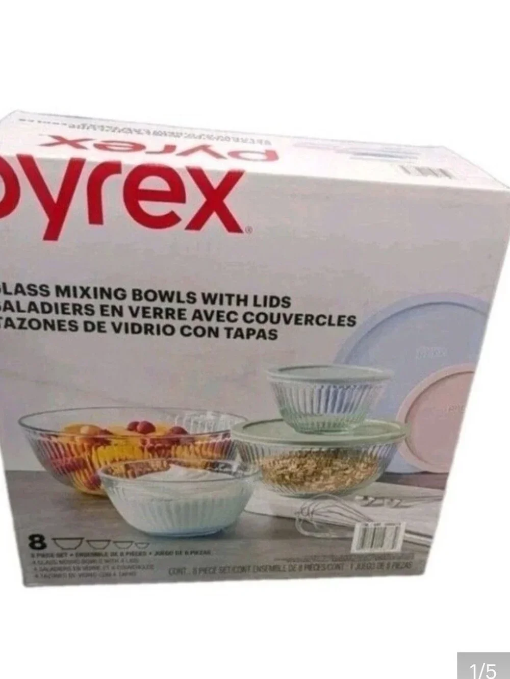 Pyrex 8-piece Glass Mixing Bowls with Lids